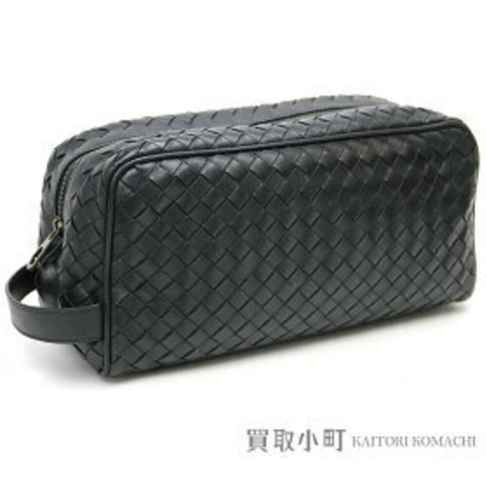 Bottega Veneta Nero Black Intrecciato Toiletry Case Black Calfskin Shoulder Bag